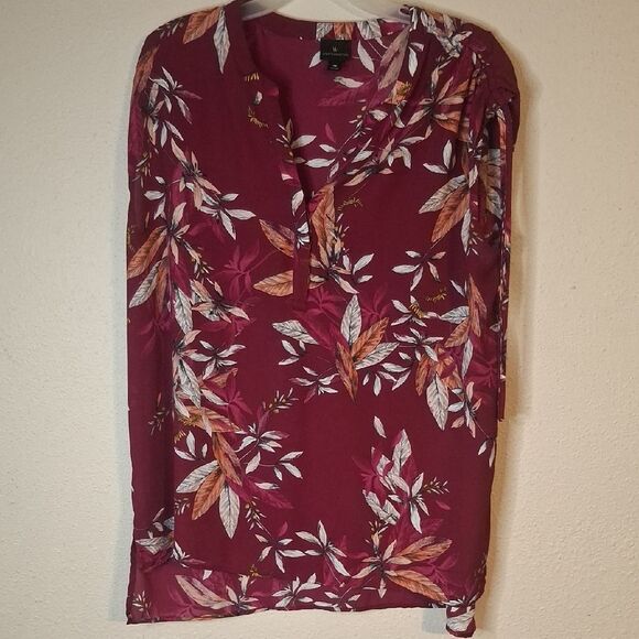 Worthington Burgundy Floral Blouse size XL - Picture 1 of 6